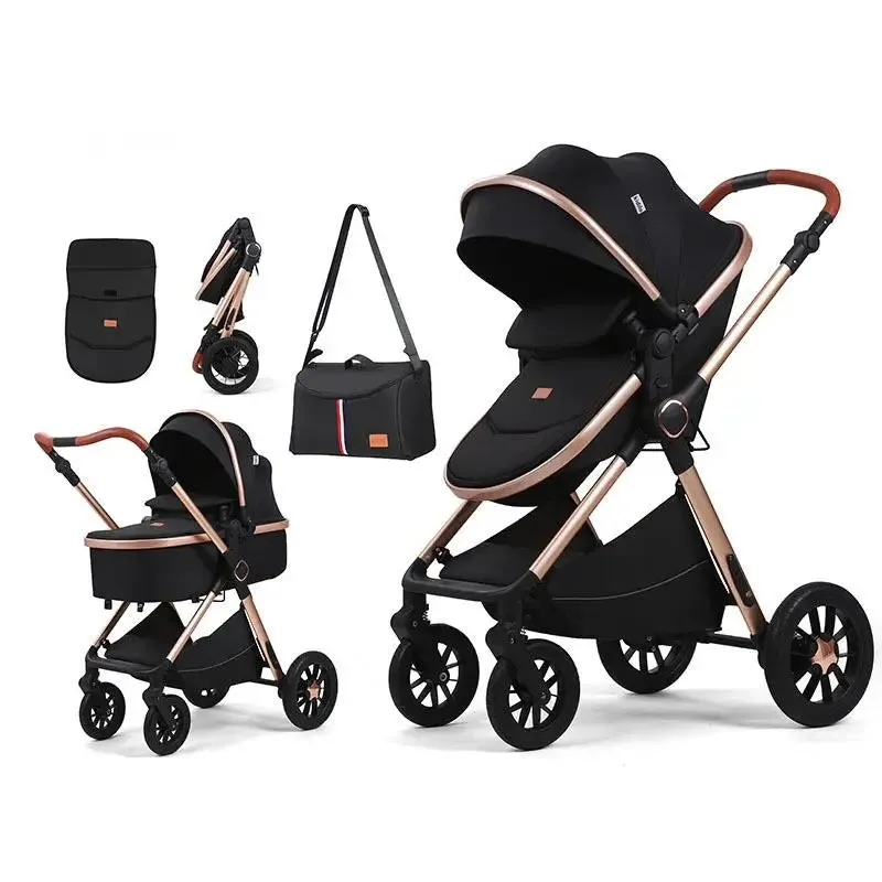 Luxury Compact Baby Carriage 4 In 1 Stroller