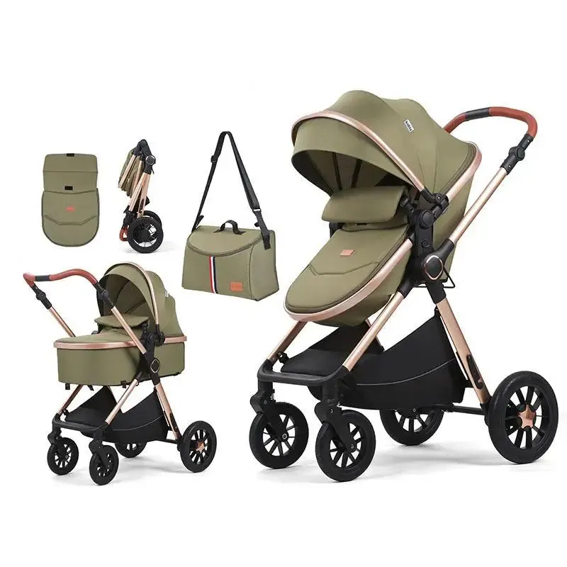 Luxury Compact Baby Carriage 4 In 1 Stroller