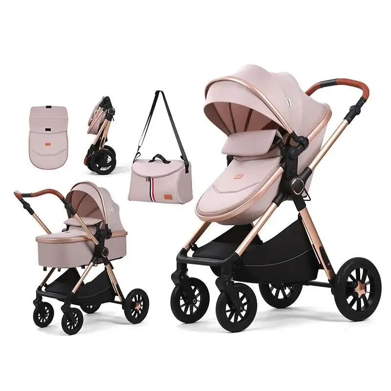 Luxury Compact Baby Carriage 4 In 1 Stroller