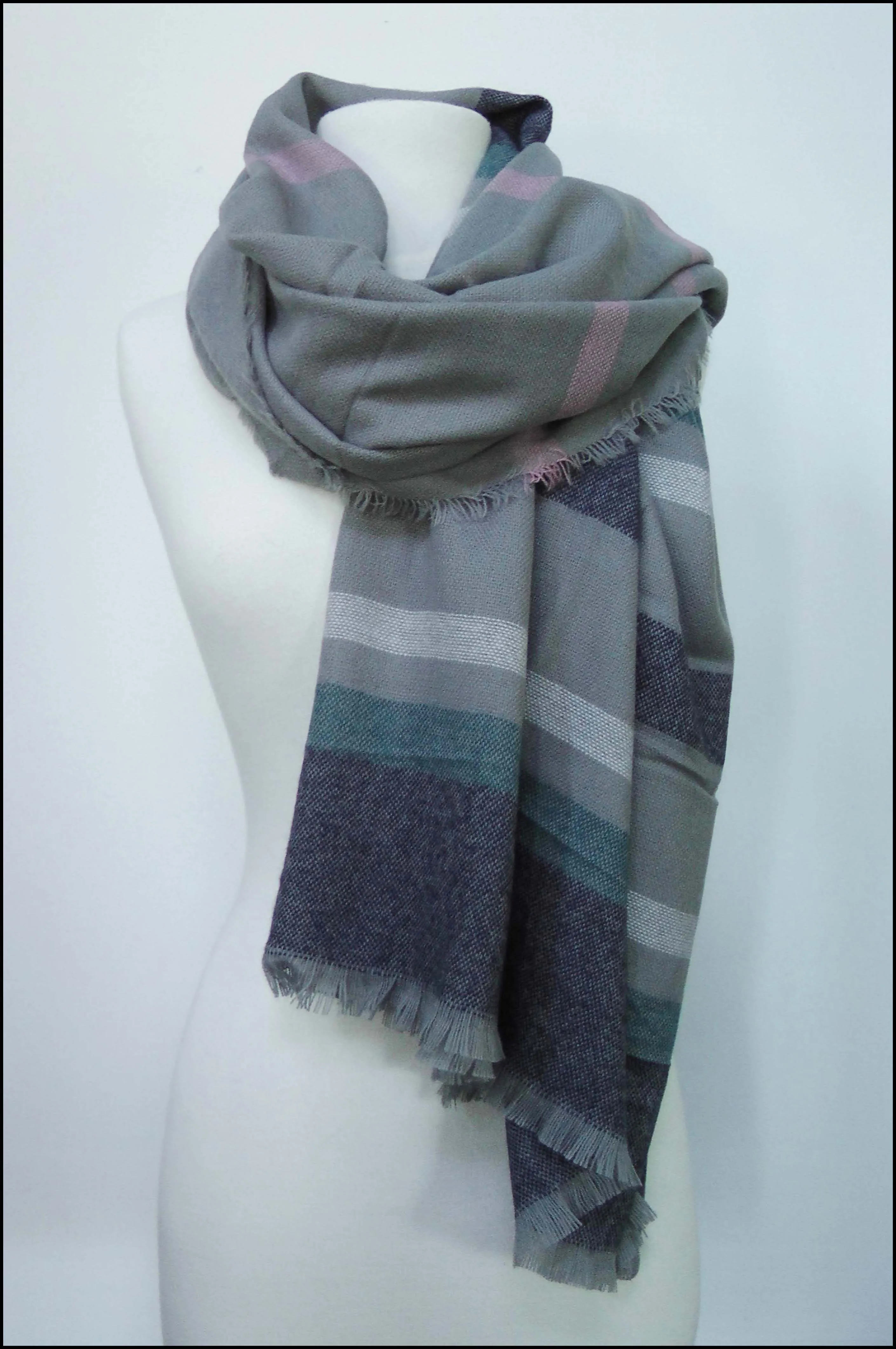 Oversize Striped Blanket Scarf