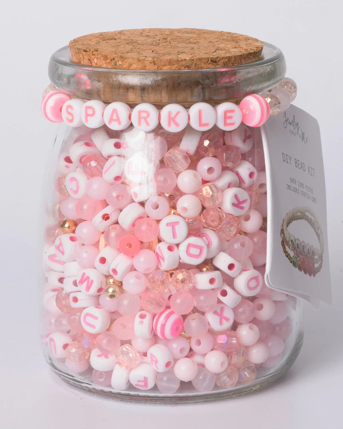 Pink Sparkle White and Pink Letter DIY Bead Jar