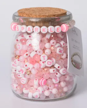 Pink Sparkle White and Pink Letter DIY Bead Jar