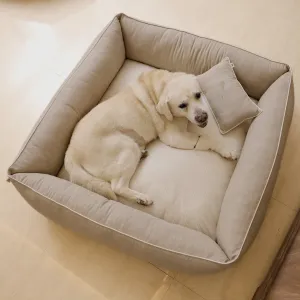 PoochMate Beige & Ivory Linen Dog Bed