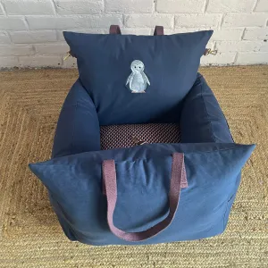 PoochMate OAK 3.0 :  Penguin Blue Travel Dog Bed Small