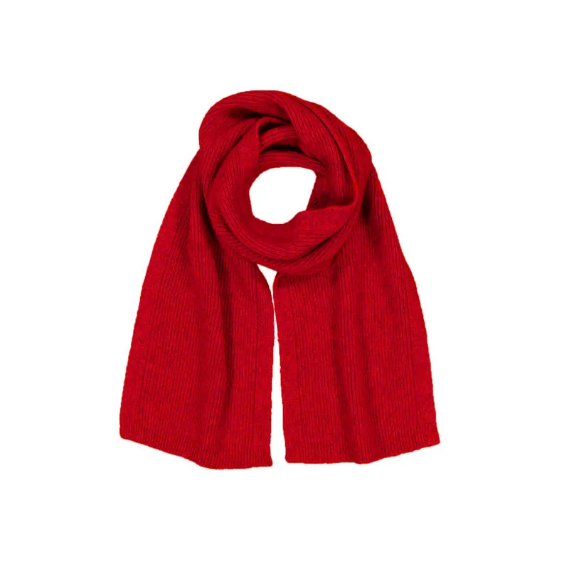 Possum Merino Fine Rib Scarf - Red