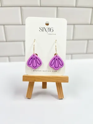 Purple Butterfly Wing Clay Earrings