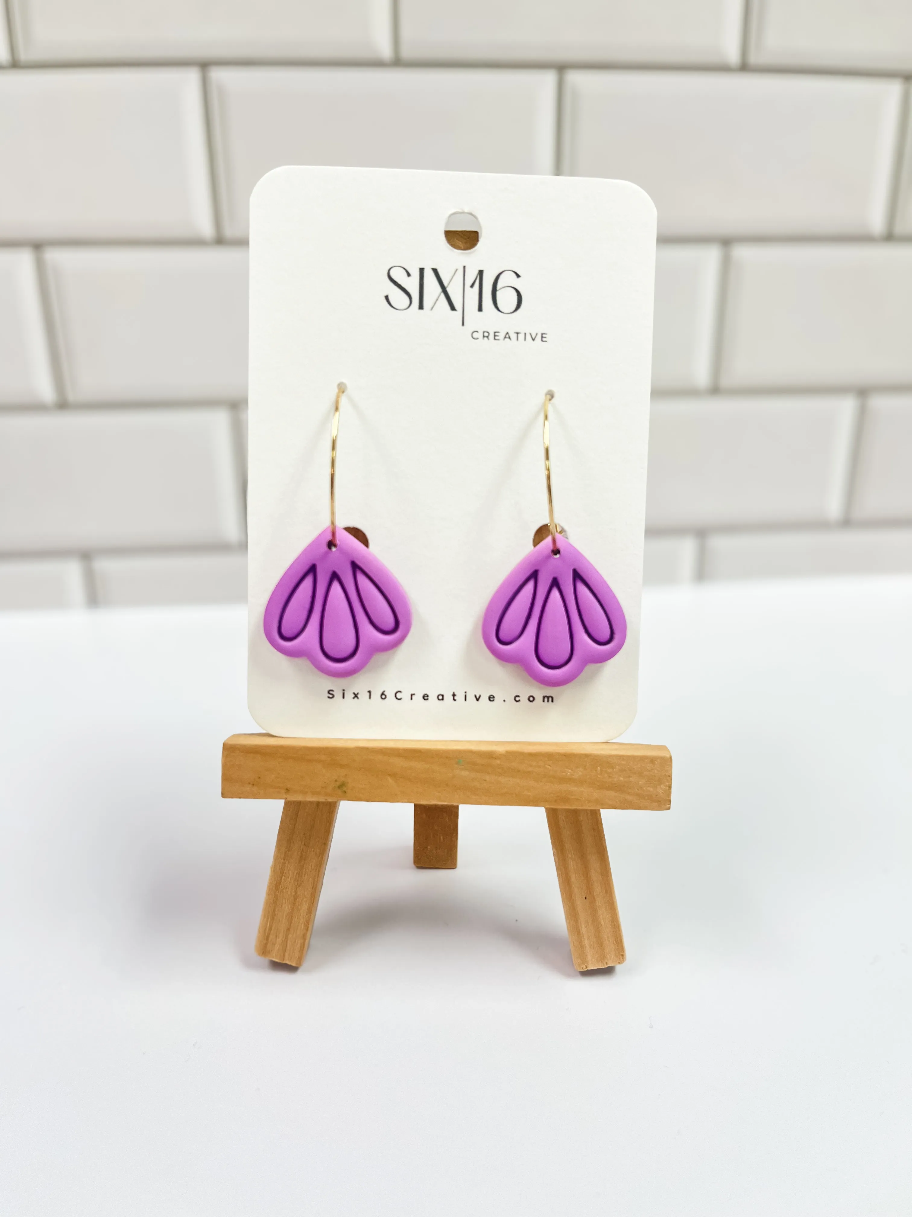 Purple Butterfly Wing Clay Earrings