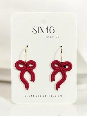 Red Tiny Bow Polymer Clay Earrings (Copy)