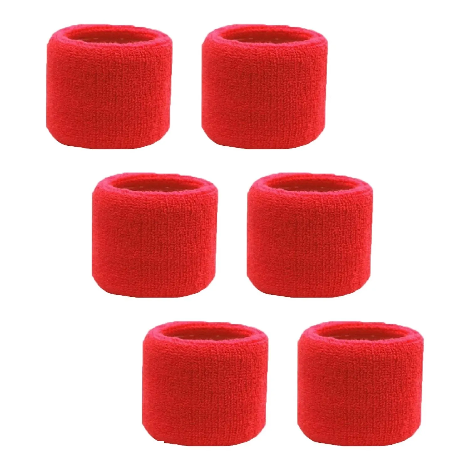 Red Wrist Sweatbands - 6 Pack