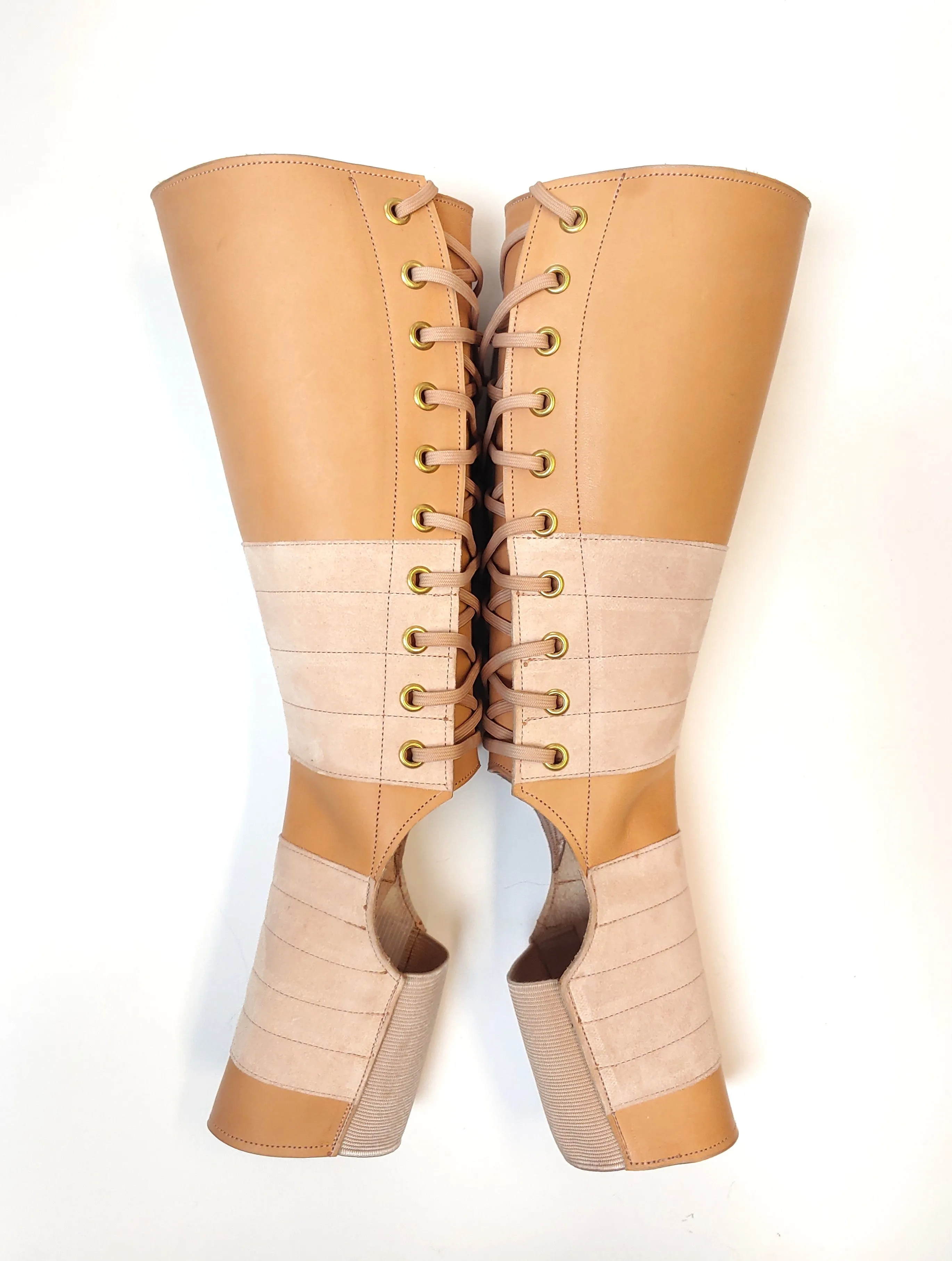 RUSH ORDER Nude leather Aerial boots w/ Suede Grip