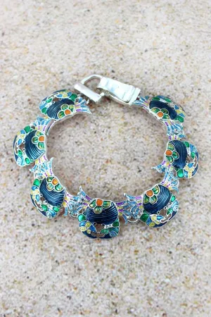 SALE! Blue Floral Crab Magnetic Bracelet