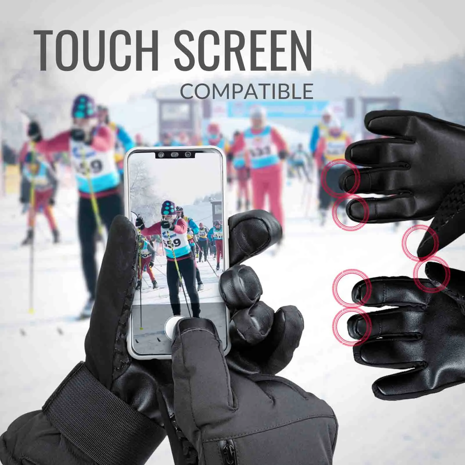 Snowboard & Ski Carving Gloves with Removable Wrist Guard, Liner and Enhanced Palm