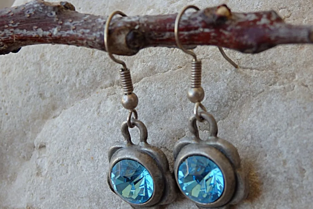 Soft Blue Rhinestone Rebeka Earrings.