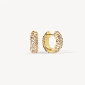 Soft Gold Small Sparkle Hoop Earrings