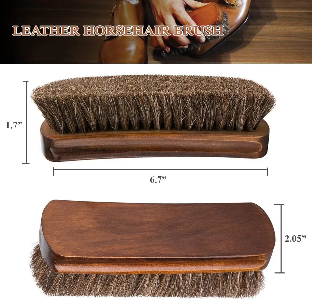 TAKAVU 6.7" Horsehair Shoe Shine Brush