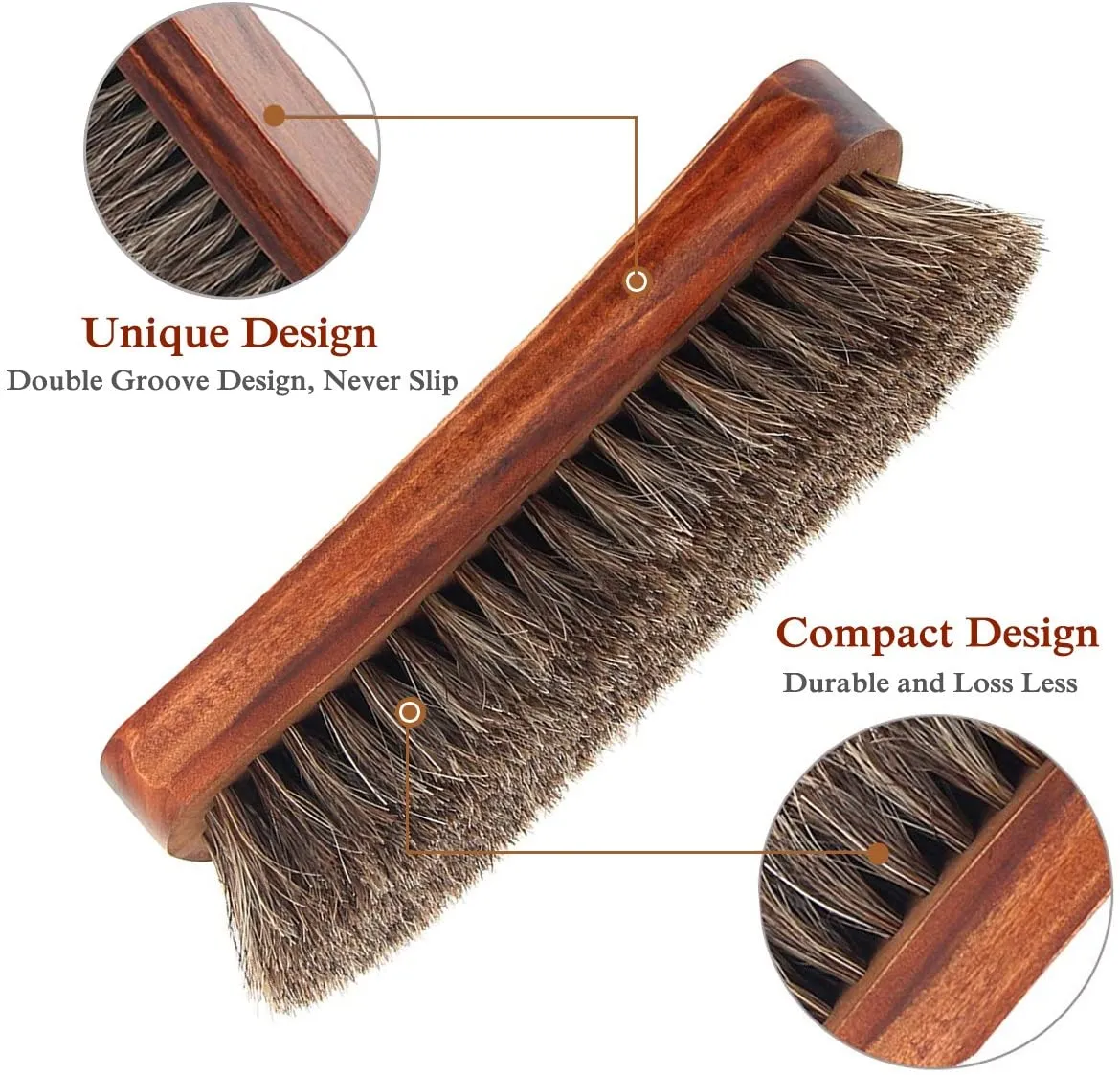 TAKAVU 6.7" Horsehair Shoe Shine Brush