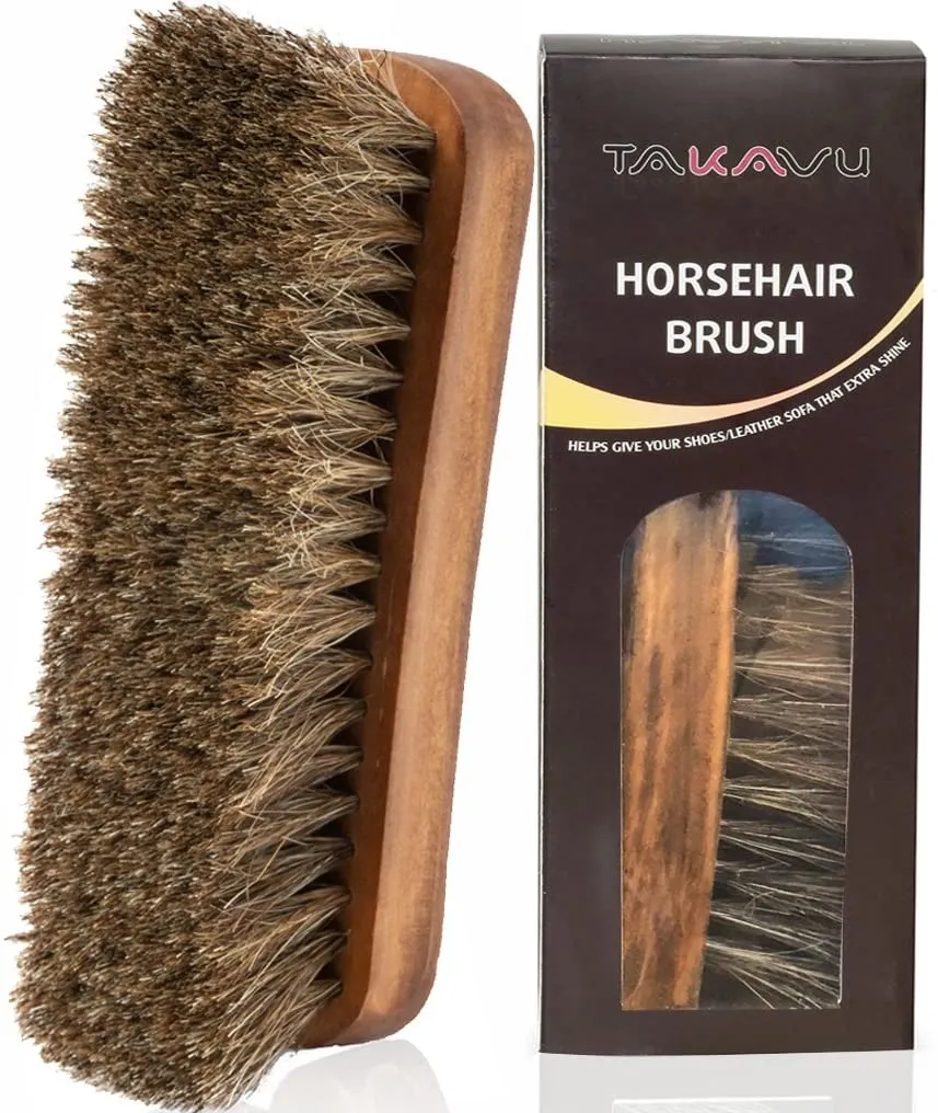 TAKAVU 6.7" Horsehair Shoe Shine Brush