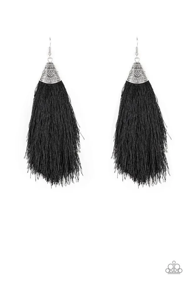 Tassel Temptress Black-Earrings