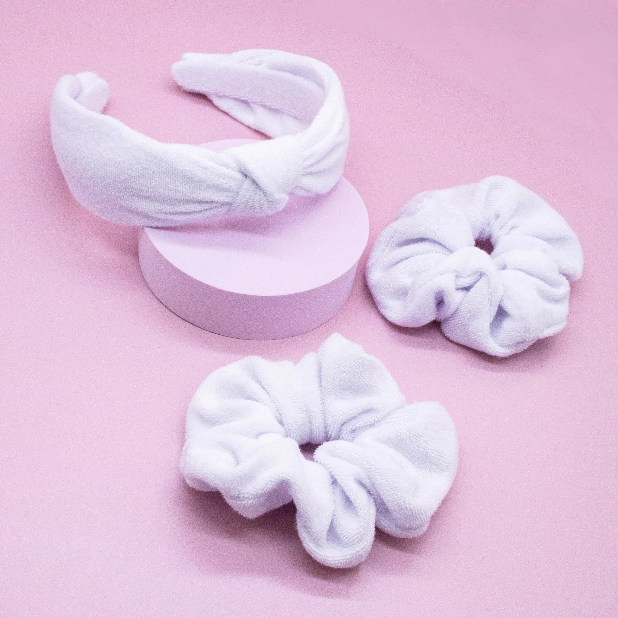 Terry Cloth Knot Spa Headband and Scrunchie Wristbands