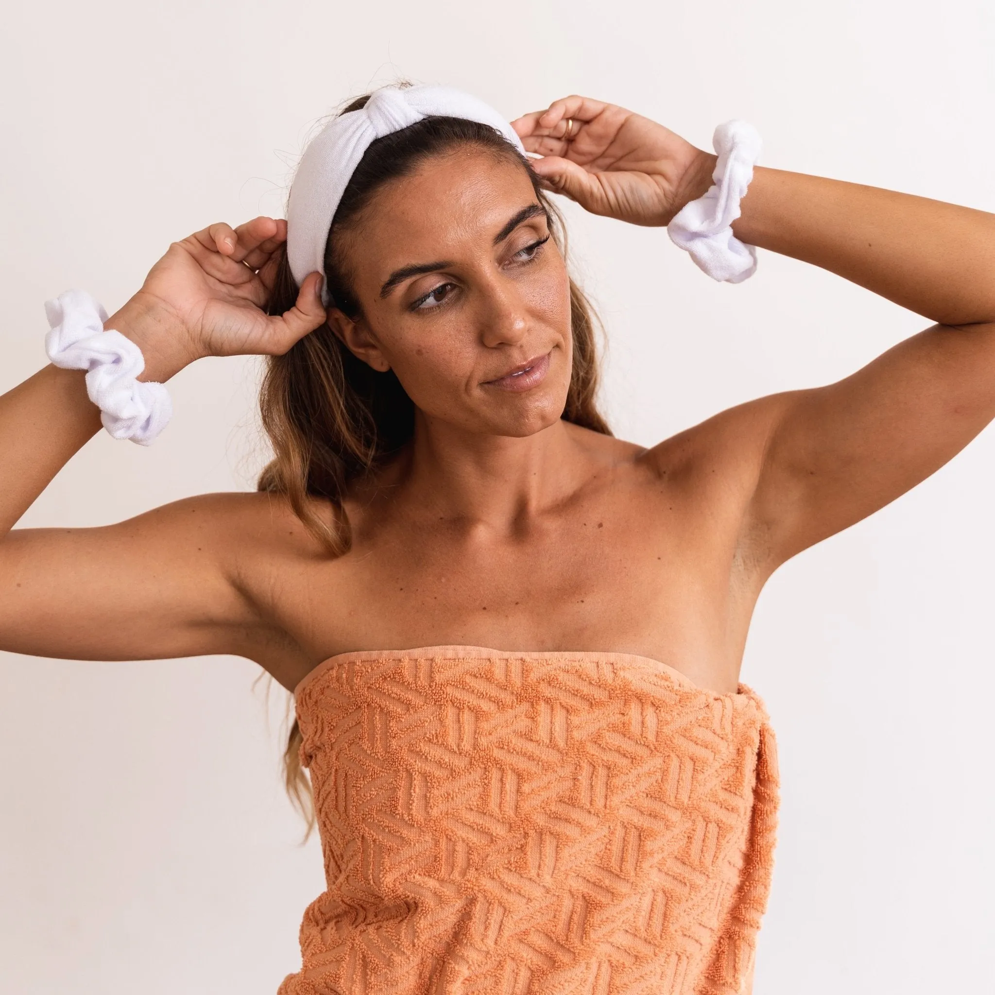 Terry Cloth Knot Spa Headband and Scrunchie Wristbands