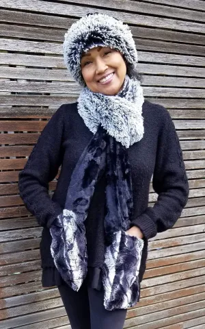 Tri-Color Scarf - Silver Tipped Fox in Black / Cuddly Black / Honey Badger  - Sold Out!