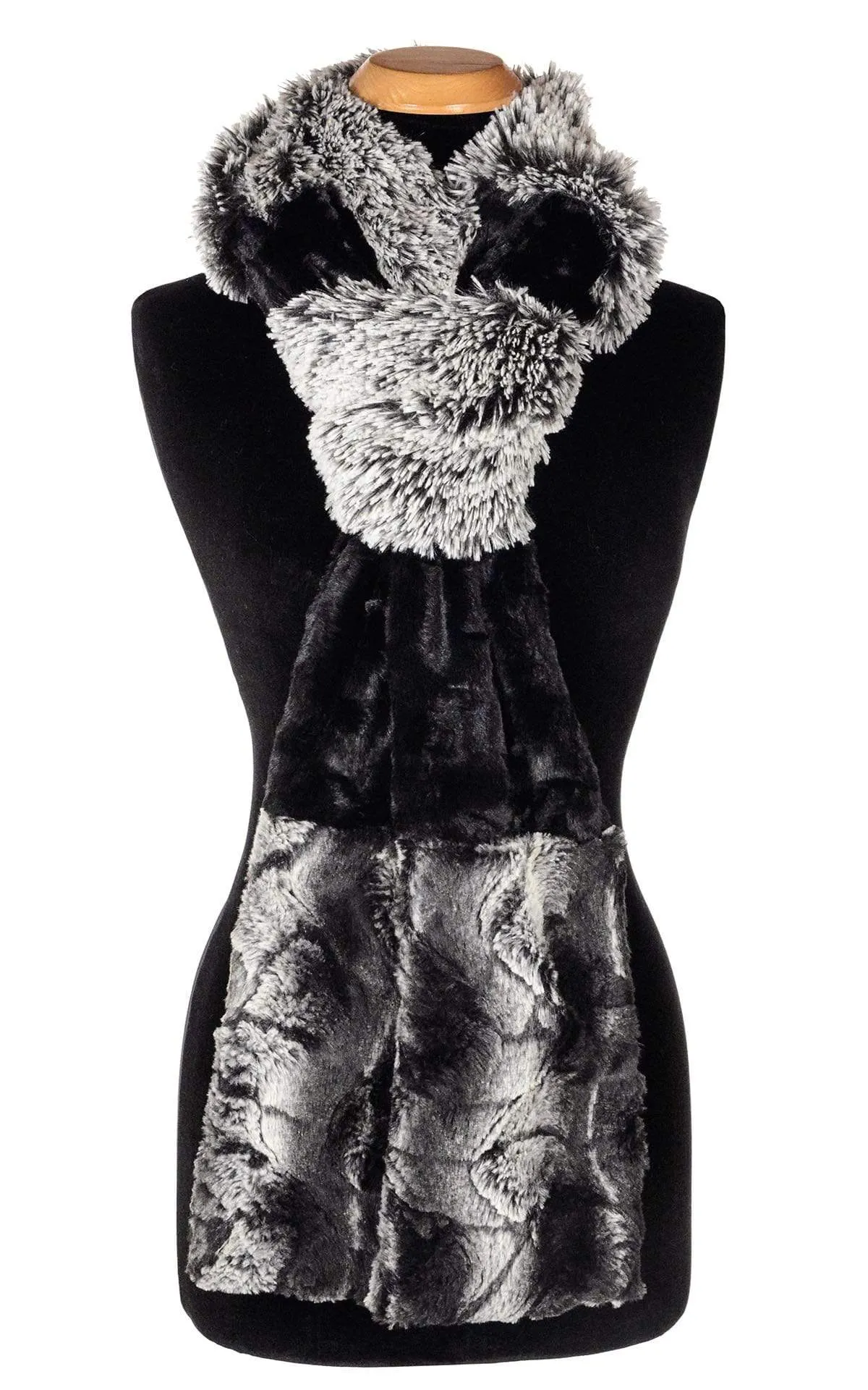 Tri-Color Scarf - Silver Tipped Fox in Black / Cuddly Black / Honey Badger  - Sold Out!