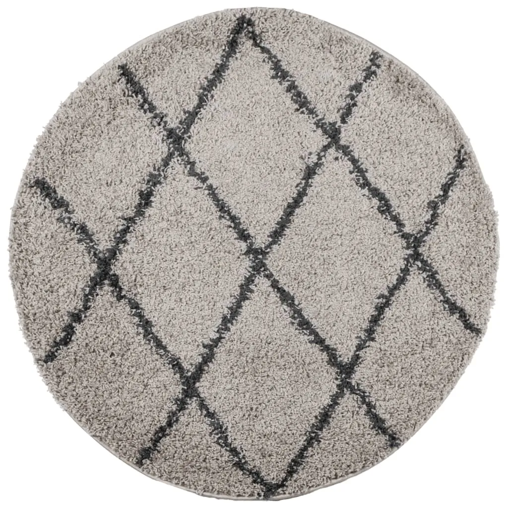 vidaXL Shaggy Rug PAMPLONA - Premium High Pile Rug, Beige & Anthracite, Ø 280 cm - Luxurious Comfort for Your Home