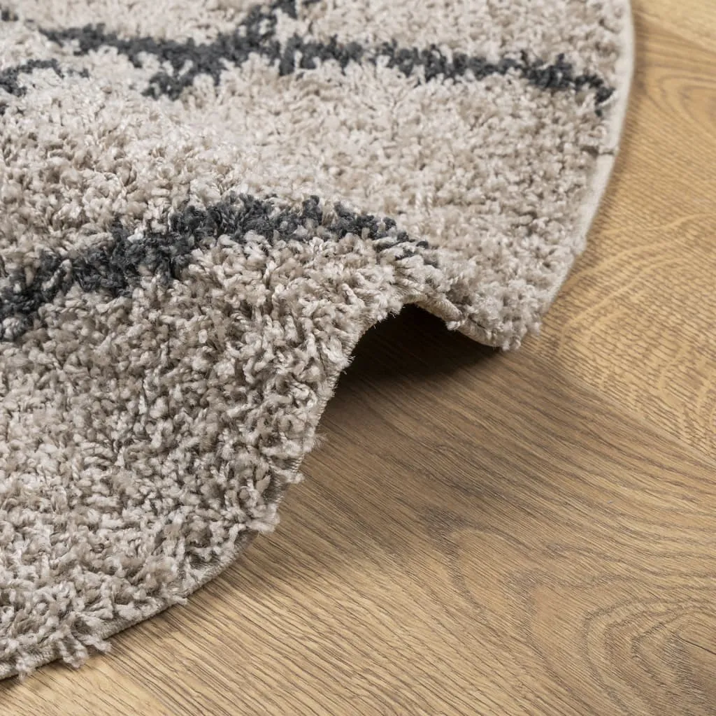 vidaXL Shaggy Rug PAMPLONA - Premium High Pile Rug, Beige & Anthracite, Ø 280 cm - Luxurious Comfort for Your Home