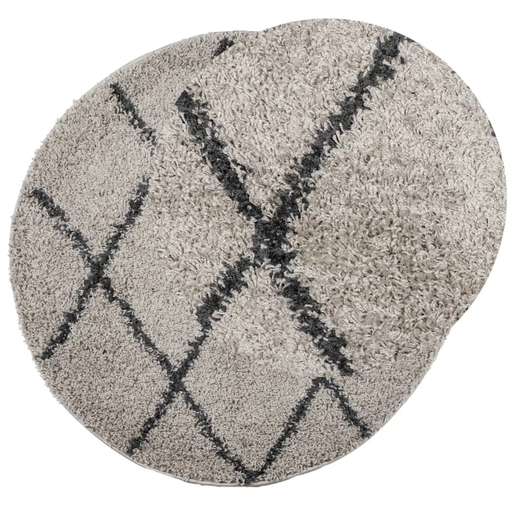 vidaXL Shaggy Rug PAMPLONA - Premium High Pile Rug, Beige & Anthracite, Ø 280 cm - Luxurious Comfort for Your Home