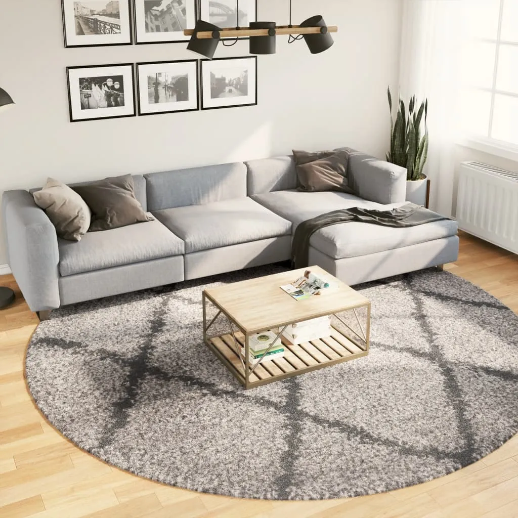 vidaXL Shaggy Rug PAMPLONA - Premium High Pile Rug, Beige & Anthracite, Ø 280 cm - Luxurious Comfort for Your Home