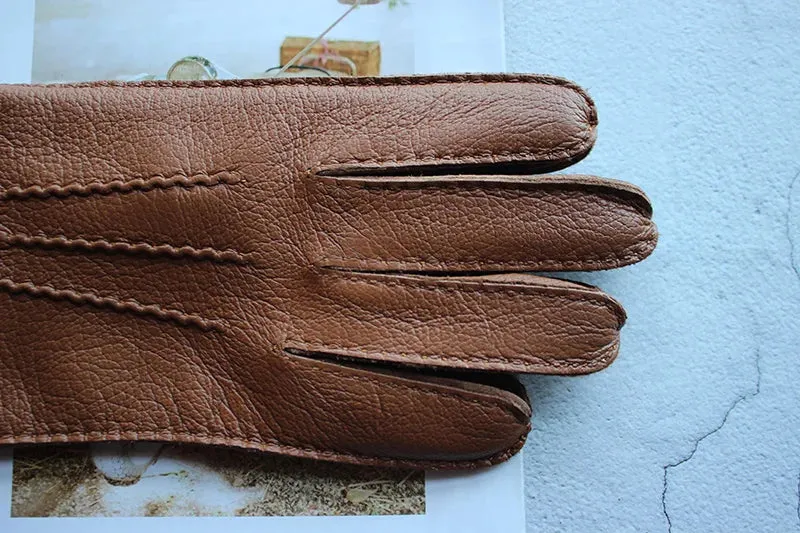 Winter Driving Leather Deerskin Gloves Men's Fashion New Wool Lining