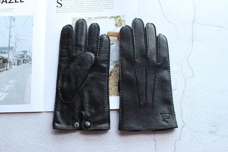 Winter Driving Leather Deerskin Gloves Men's Fashion New Wool Lining