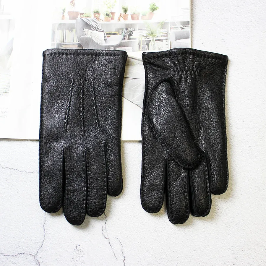 Winter Driving Leather Deerskin Gloves Men's Fashion New Wool Lining