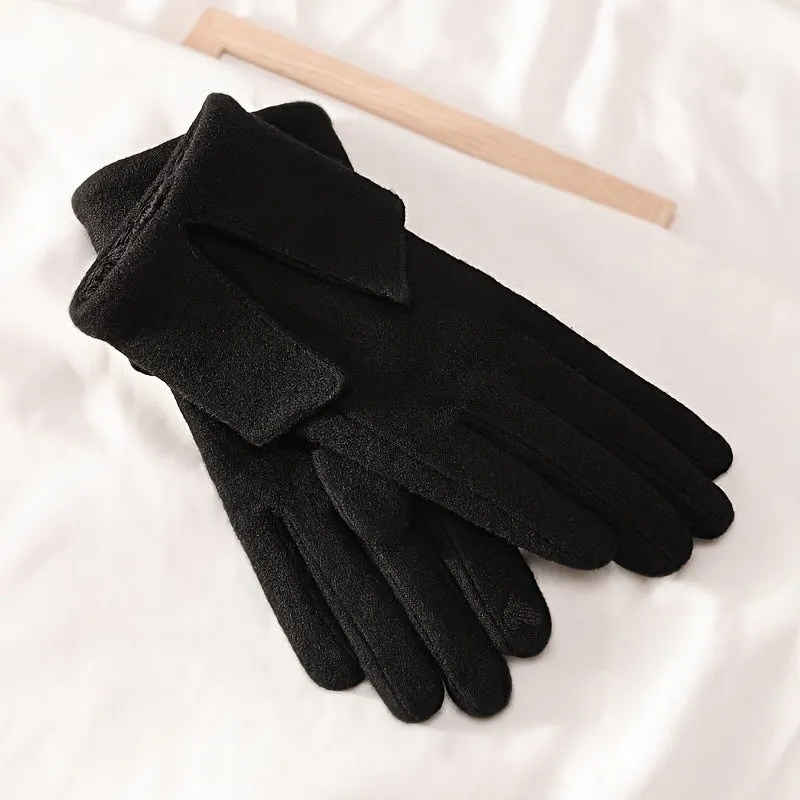 Winter Warm Gloves Women's Outdoor Coldproof Velvet Thick Touch Screen Gloves Flanging Wrist Gloves