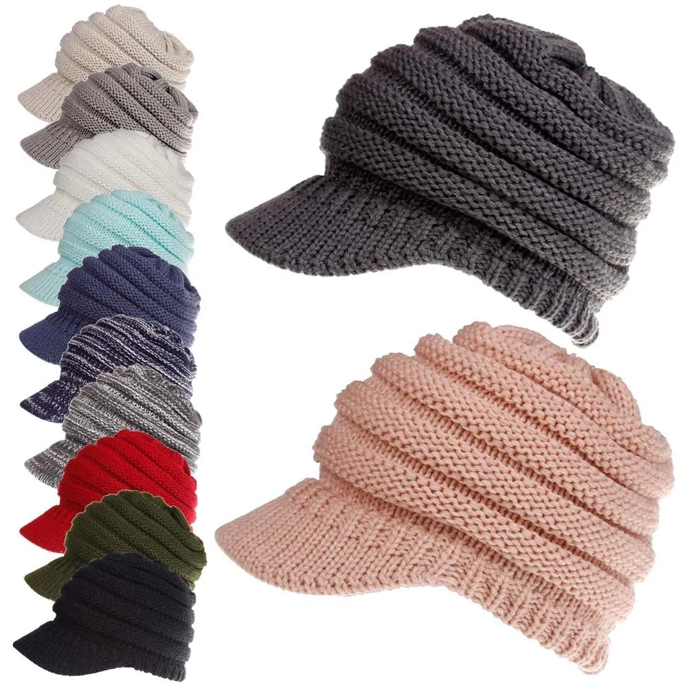 Women Soft Knitted Ponytail Beanies