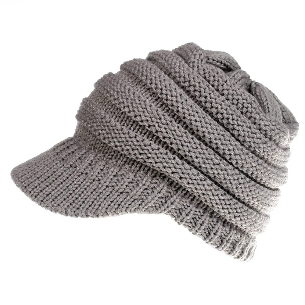 Women Soft Knitted Ponytail Beanies