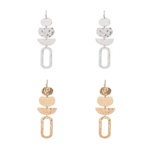 Women's Jewelry, Soft Silver-Tone and Soft Gold-Tone Metal Drop Duo Earring Set