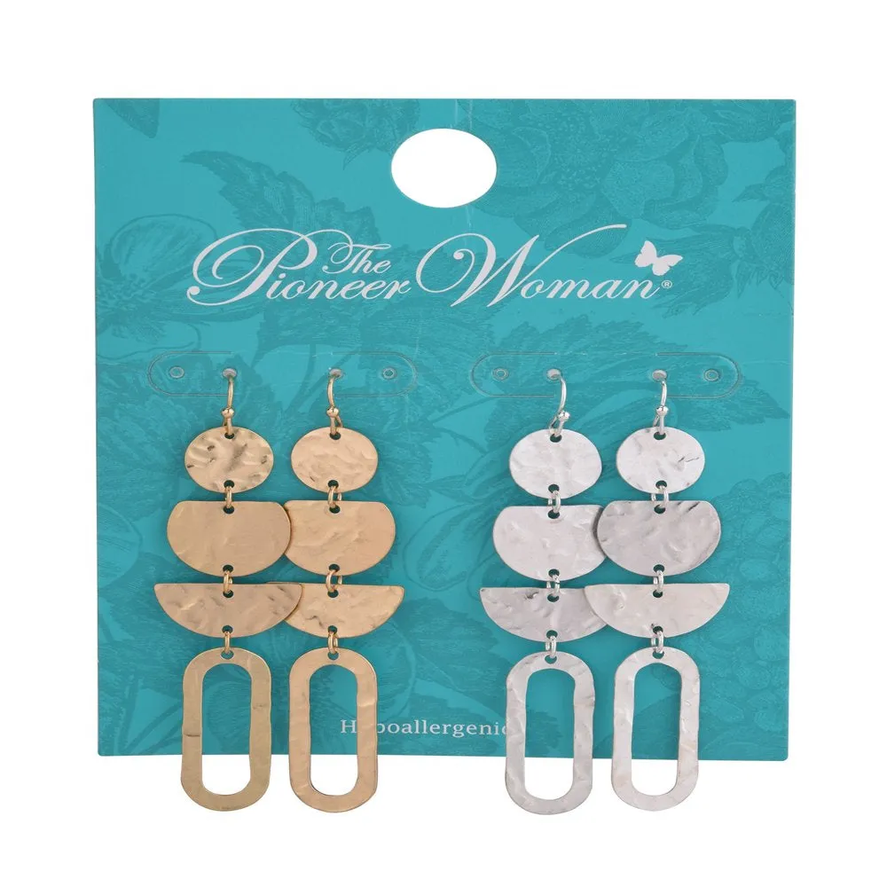 Women's Jewelry, Soft Silver-Tone and Soft Gold-Tone Metal Drop Duo Earring Set