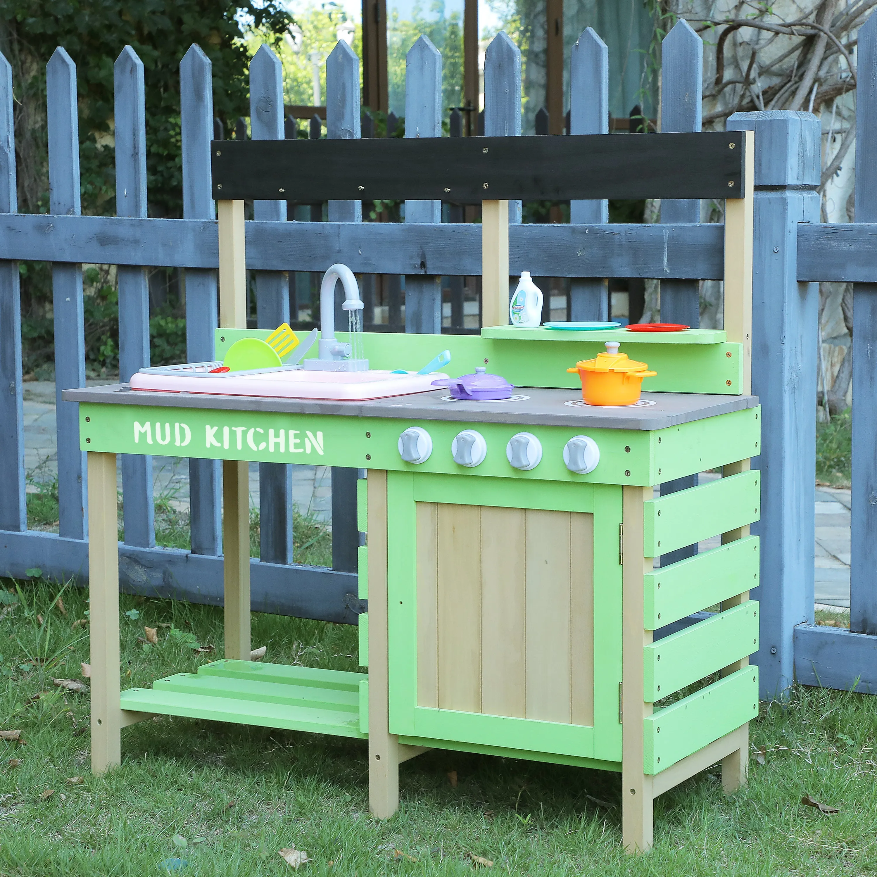 Wooden Play Kitchen Set Mud Kitchen Pretend Play