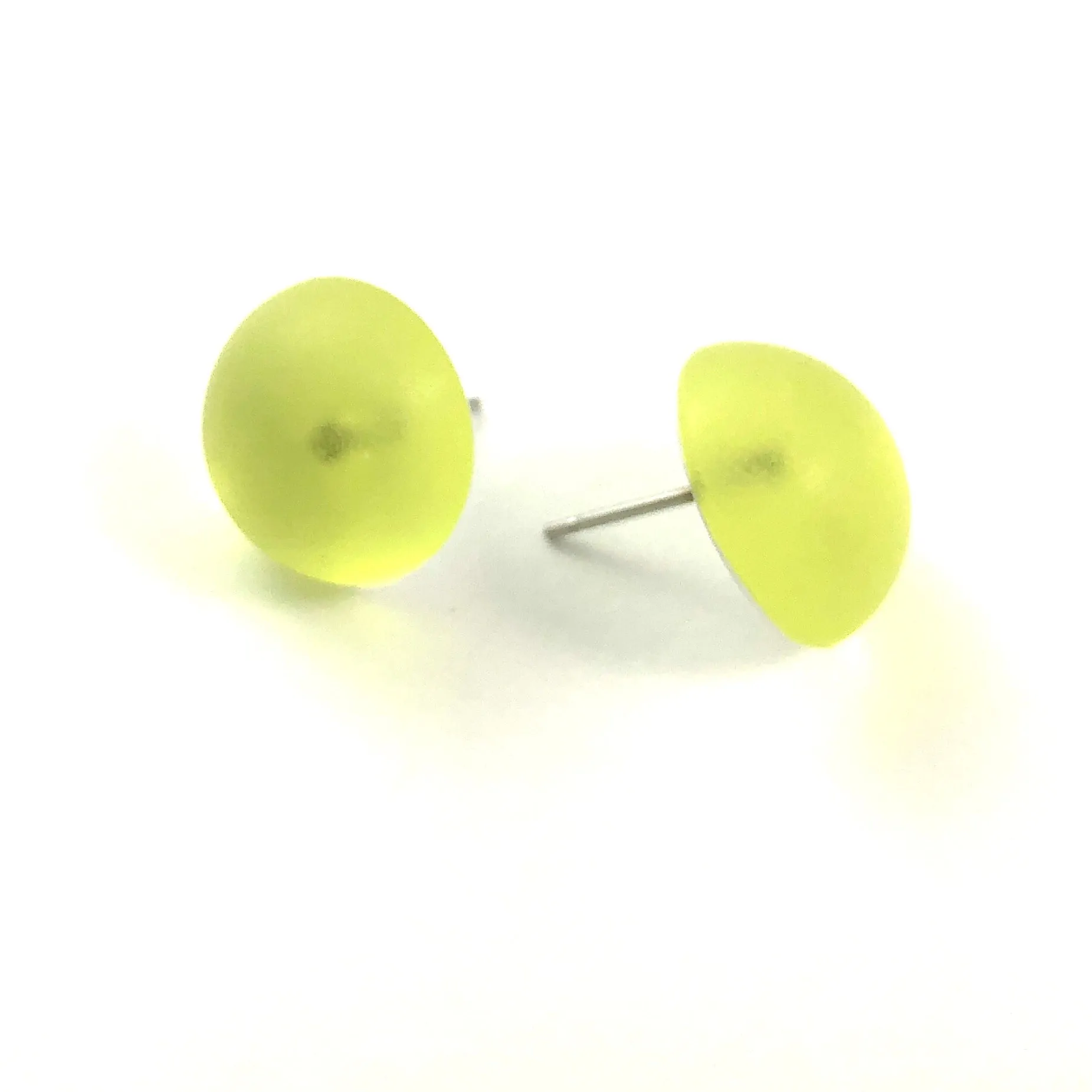 Yellow Foil Back Frosted Retro Button Stud Earrings