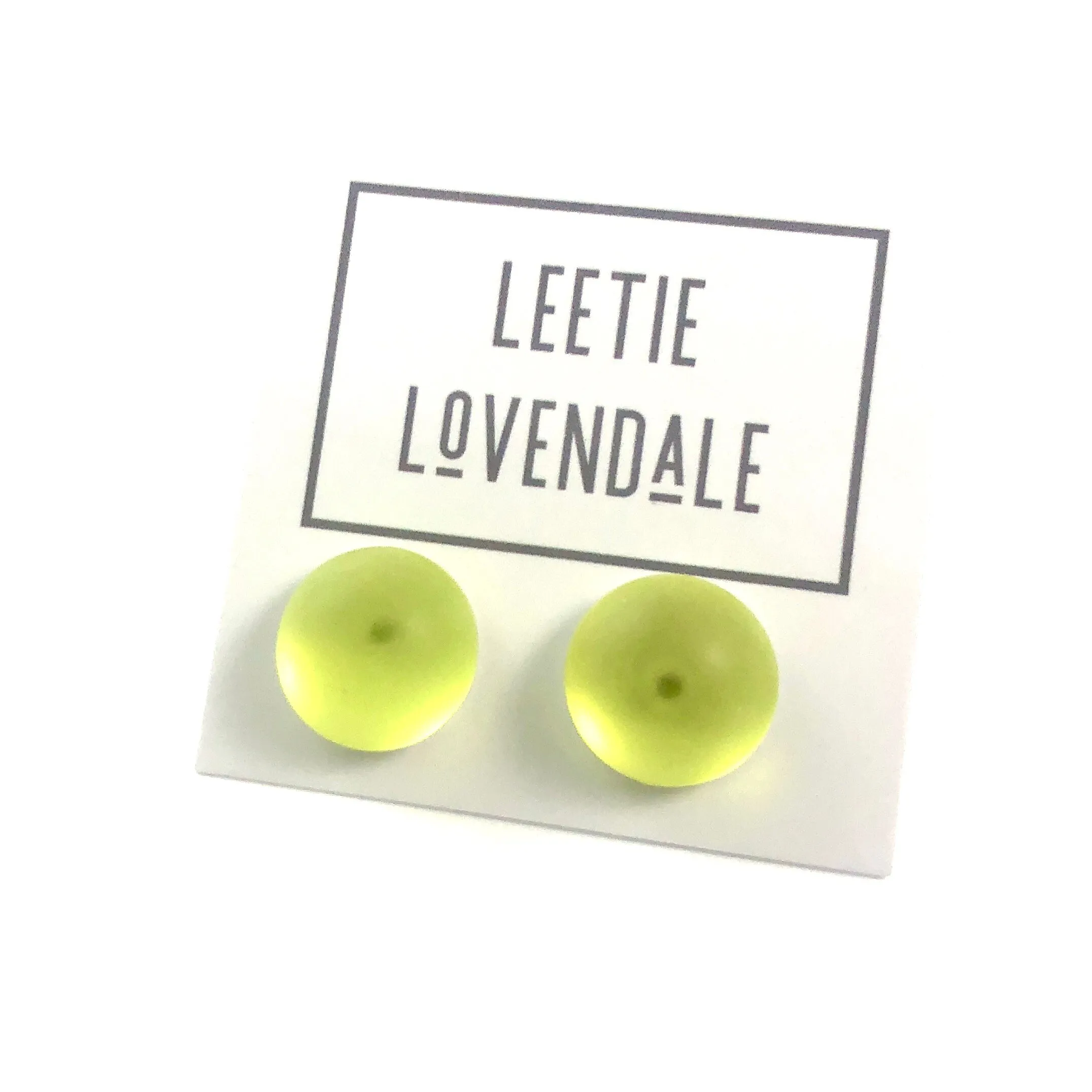 Yellow Foil Back Frosted Retro Button Stud Earrings